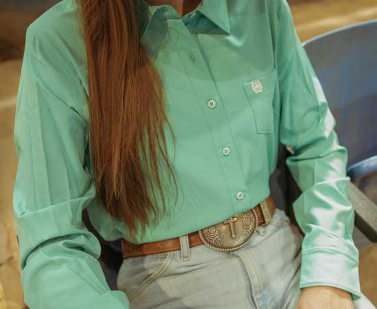 Cinch Women's Mint Green Long Sleeve Button Down Shirt