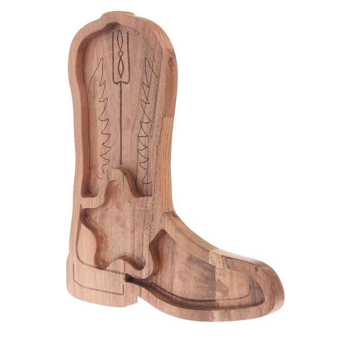 India Handicrafts Cowboy Boot Chip/Dip Board