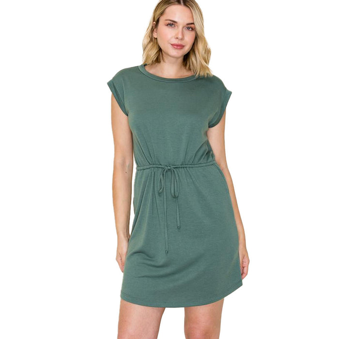 Staccato Women's Olive Draw Strip Waist Dress