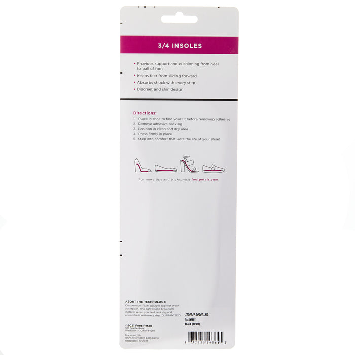 Foot Petal 3/4 Insole Black