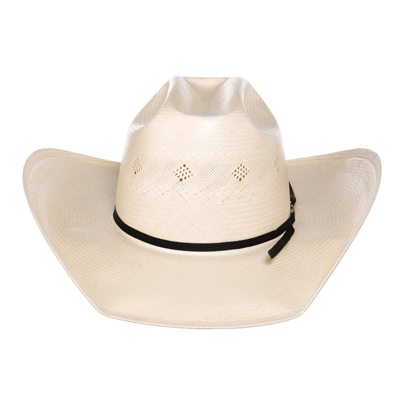 American Hats Co Fancy Vent Ivory Black 4-1/4in. Brim Round Oval Straw Cowboy Hat