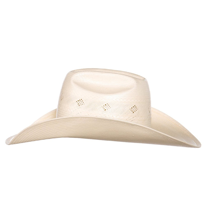 American Hats Co Fancy Vent Ivory Black 4-1/4in. Brim Round Oval Straw Cowboy Hat