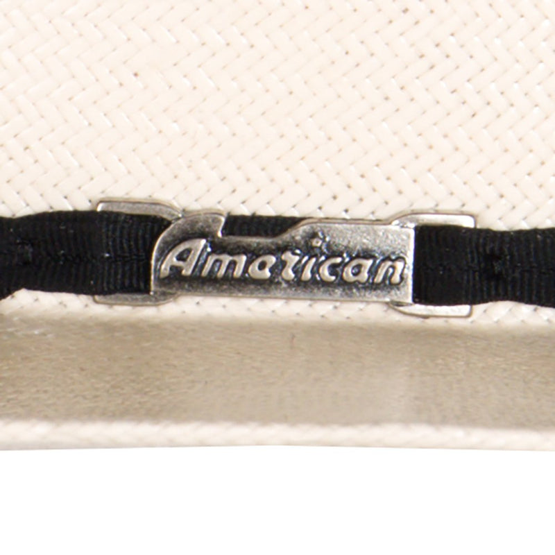 American Hats Co Fancy Vent Ivory Black 4-1/4in. Brim Round Oval Straw Cowboy Hat