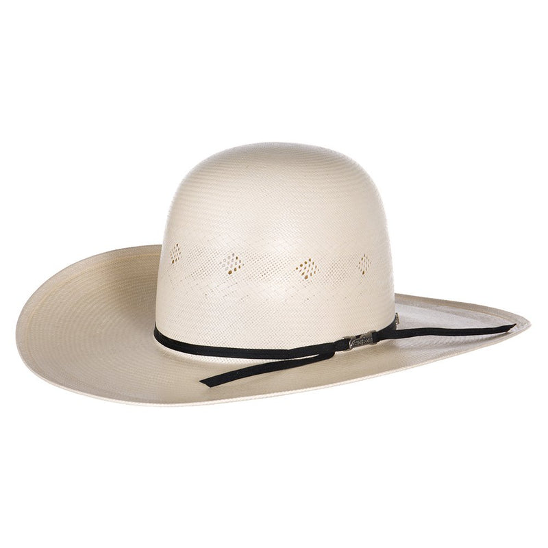American Hats Co Fancy Vent Ivory Black 4-1/4in. Brim Round Oval Straw Cowboy Hat