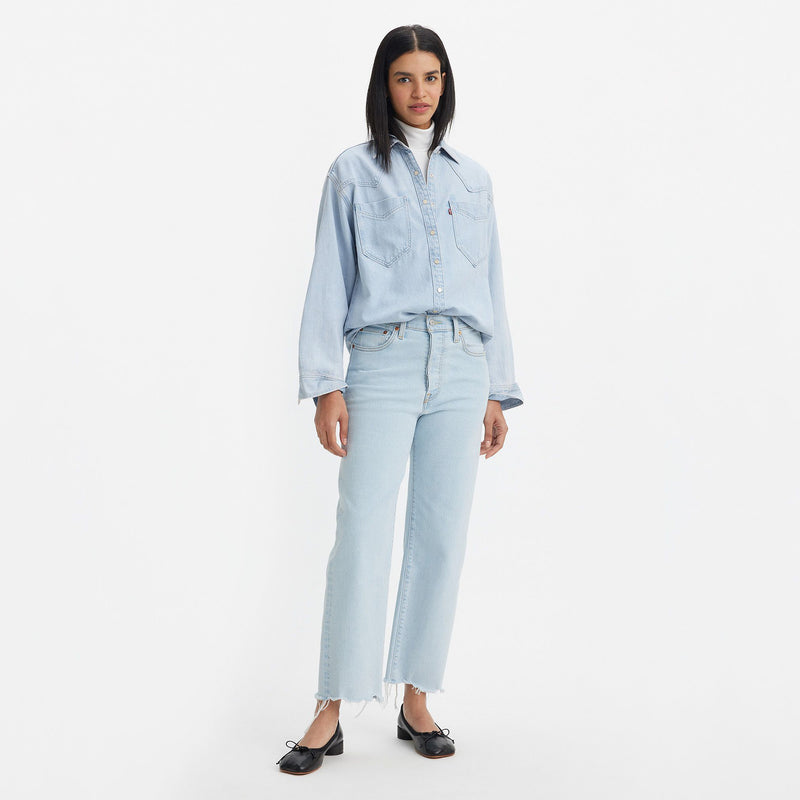 Levi Strauss Women's Ribcage Fray Hem Straight Ankle Jeans