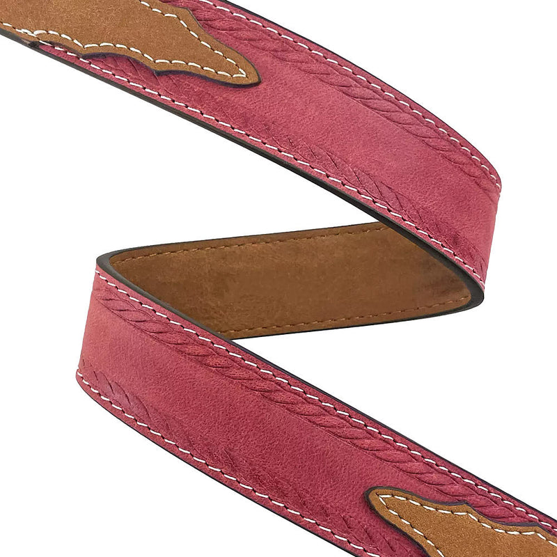 Wrangler Girl's Pink Distressed Inlay Belt with Heart Buckle