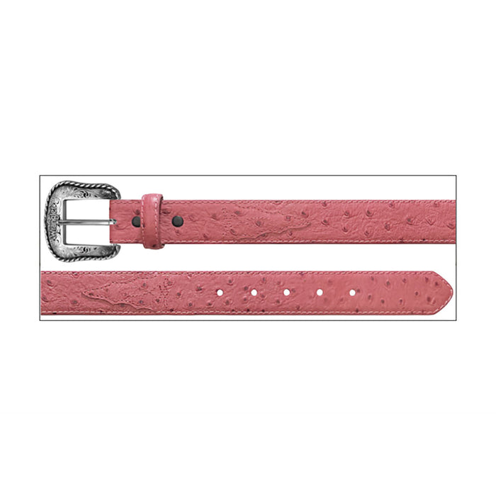 Wrangler Girl's Pink Ostrich Print Leather Belt