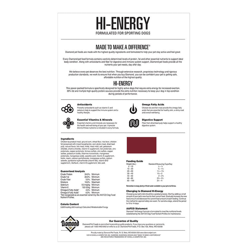 Diamond Pet-Nws Hi Energy Sport 50lb Bag Dog Food 7419810050