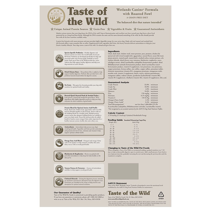 Taste Of The Wild-Nws Wetland Wild Fowl 28lb
