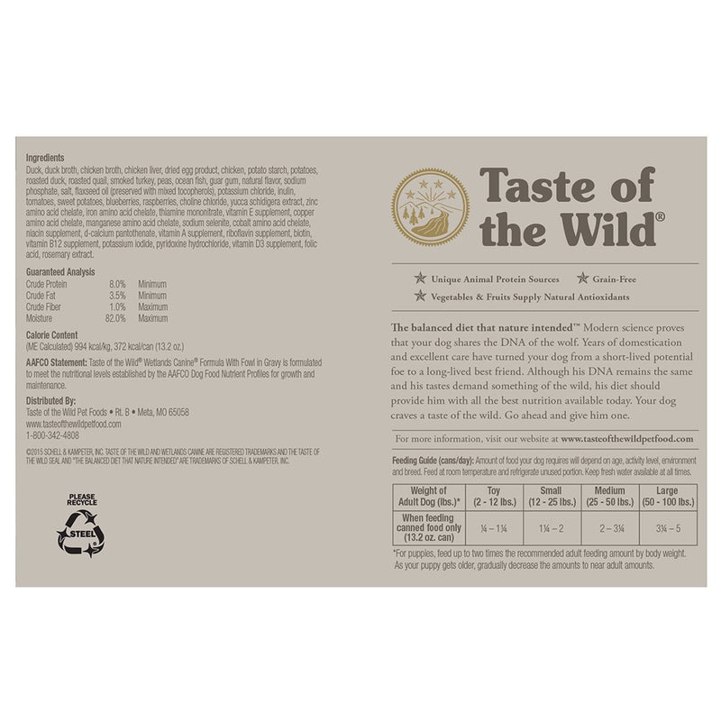 Taste Of The Wild Wetland Fowl 13oz