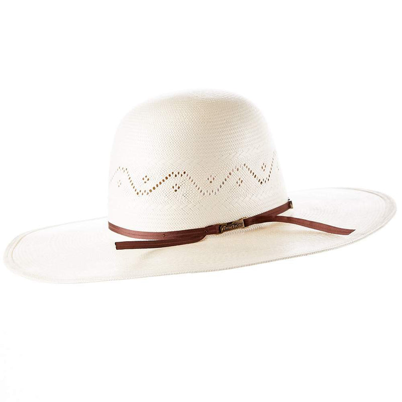 American Hats AHC 7420 2 Cord Chocolate Band 4 1/2in. Brim Open Crown Straw Cowboy Hat