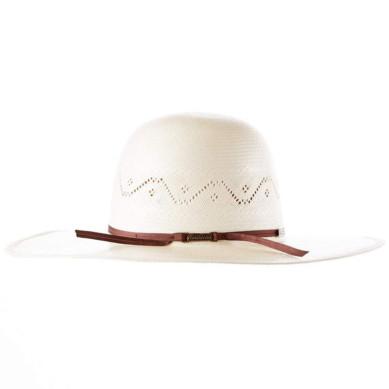 American Hats AHC 7420 2 Cord Chocolate Band 4 1/2in. Brim Open Crown Straw Cowboy Hat