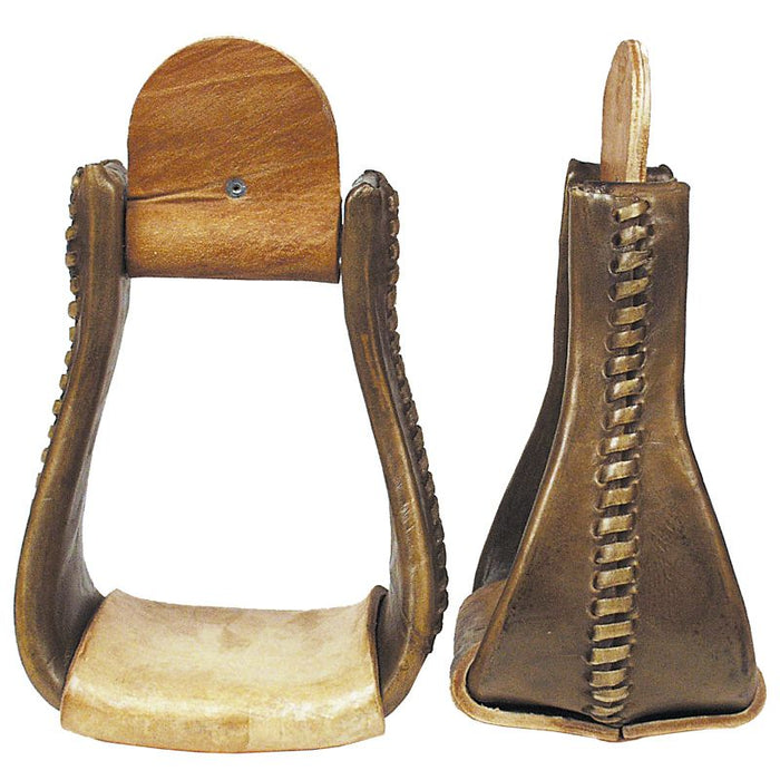 Deluxe Rawhide Covered Wood Bell Stirrups