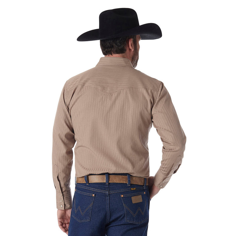 Wrangler Men's Tan Poly/Cotton Sports Western Snap Shirt
