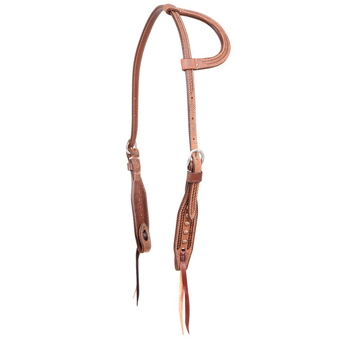 Slip Ear Headstall w Rope Tooling and Copper Dots