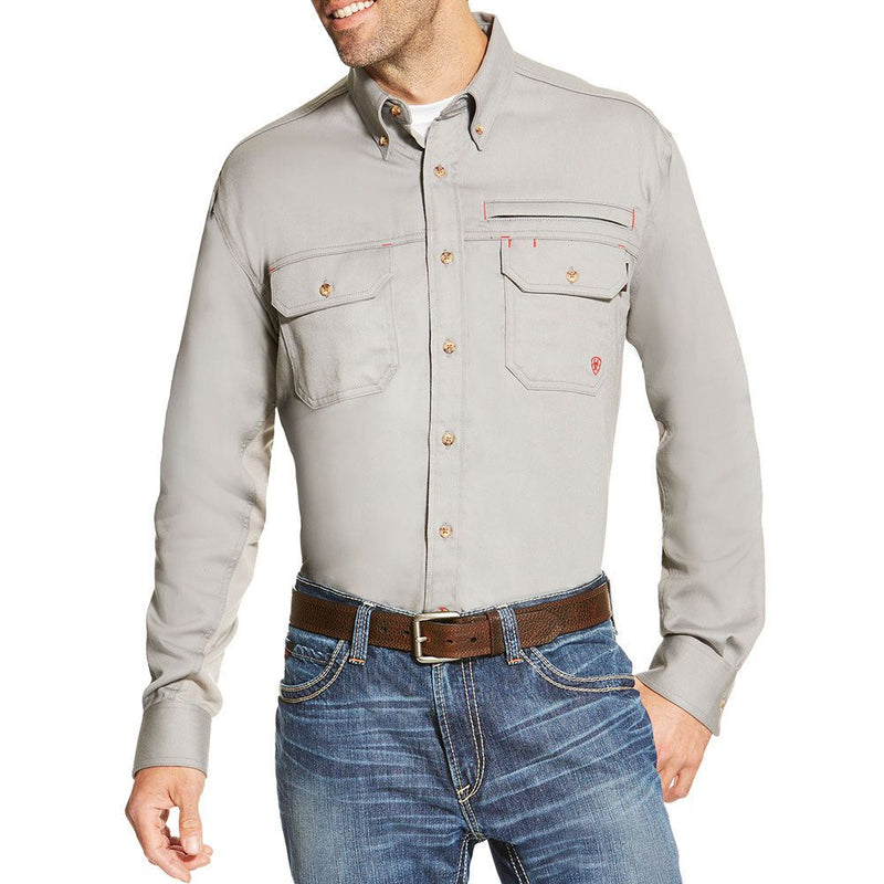 Men's Flame Resistant Silver Solid Shirt