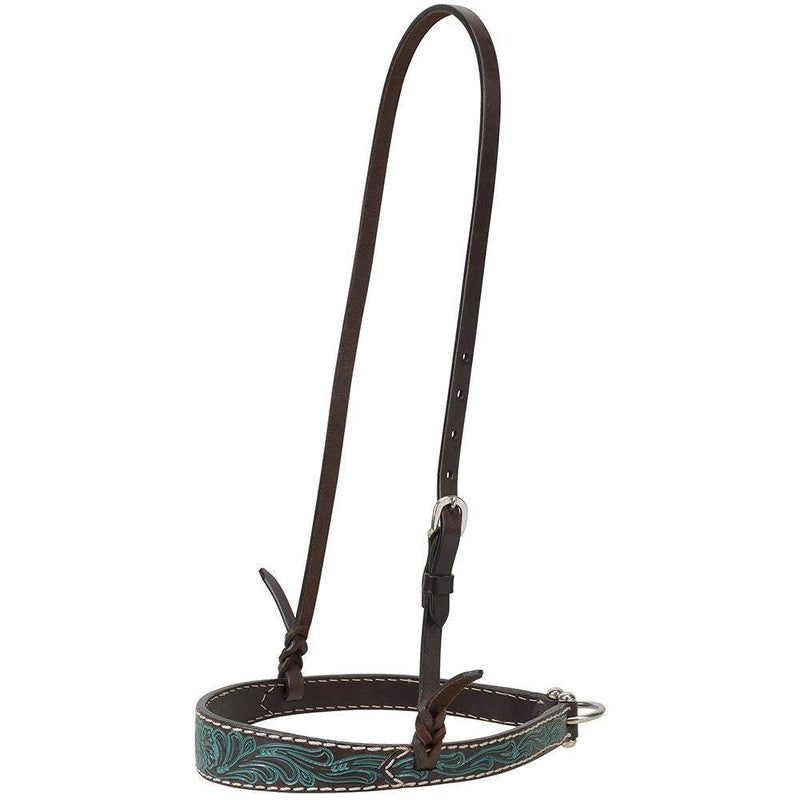 Turq Cross Carved Turq Flower Noseband Tie Down