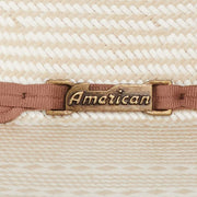 American Hats AHC 7700 Fancy Vent with Two Tone Ivory and Tan 4 1/4in. Brim Round Oval Open Crown Cowboy Hat