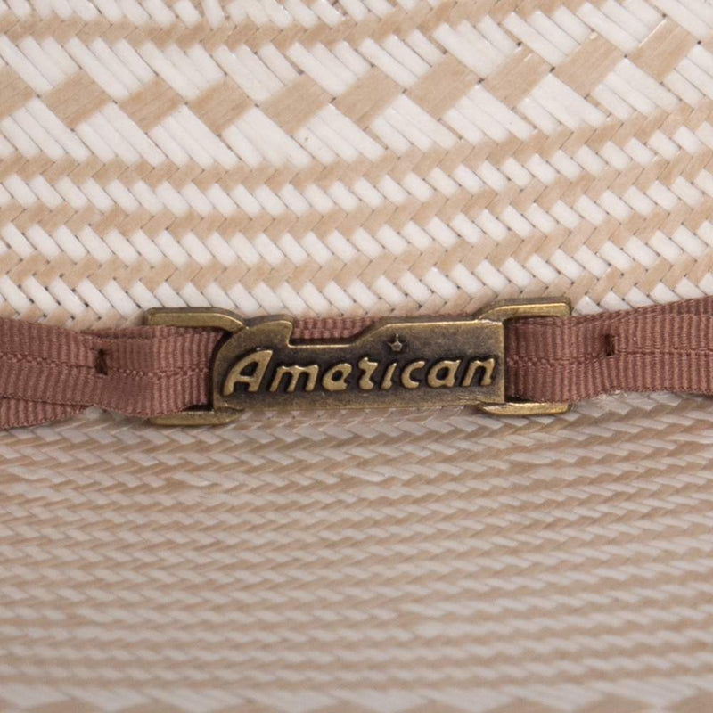 American Hats Co Ivory and Tan 7700 4in. Brim Open Straw Cowboy Hat