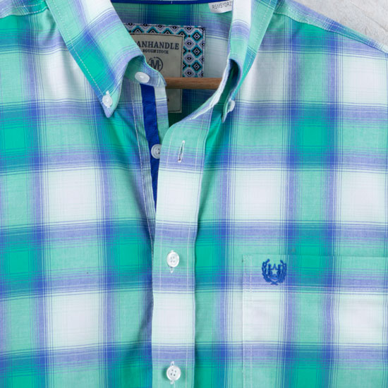 Panhandle Rough Stock Blue Ombre Plaid Shirt