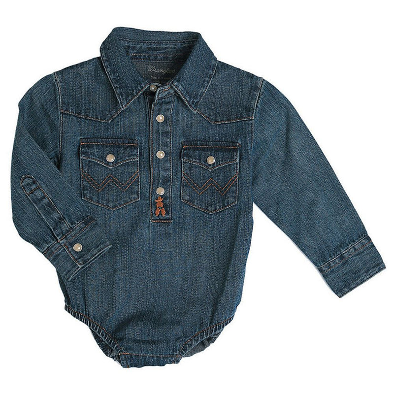 Infant & Toddler Long Sleeve Denim Bodysuit