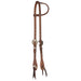 Oiled 5/8 Inch Single Ear Headstall with Floral Heel Buckles