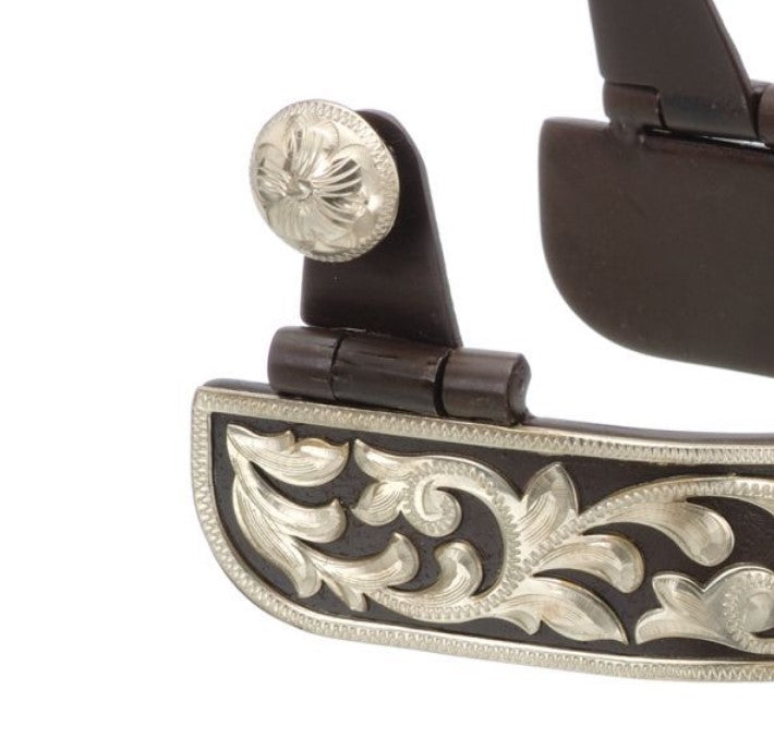 Tough 1 1 Brown Steel Silver Engraved Ball End 1inch Spurs