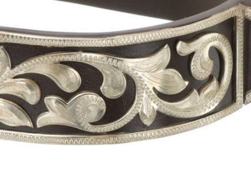 Tough 1 1 Brown Steel Silver Engraved Ball End 1inch Spurs