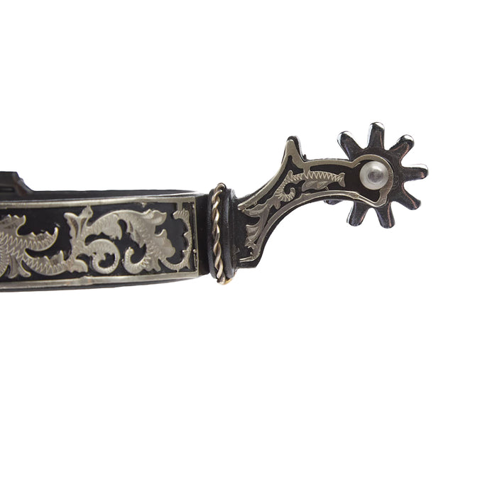 Tough 1 Black Steel with Silver Floral Spur