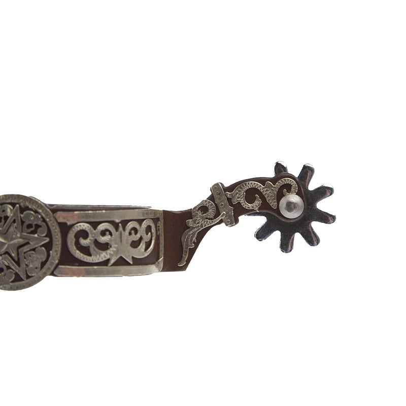 Tough 1 Antique Brown Steel with Stars Spurs