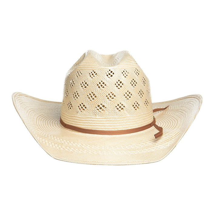 American Hats Co Fancy Vent with Two Tone Ivory and Tan 4 1/4in. Brim Straw Cowboy Hat