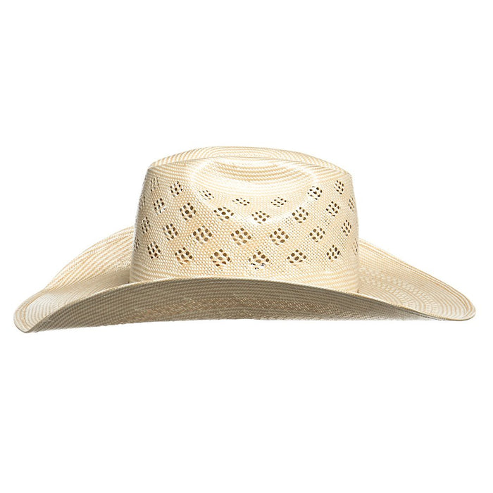 American Hats Co Fancy Vent with Two Tone Ivory and Tan 4 1/4in. Brim Straw Cowboy Hat