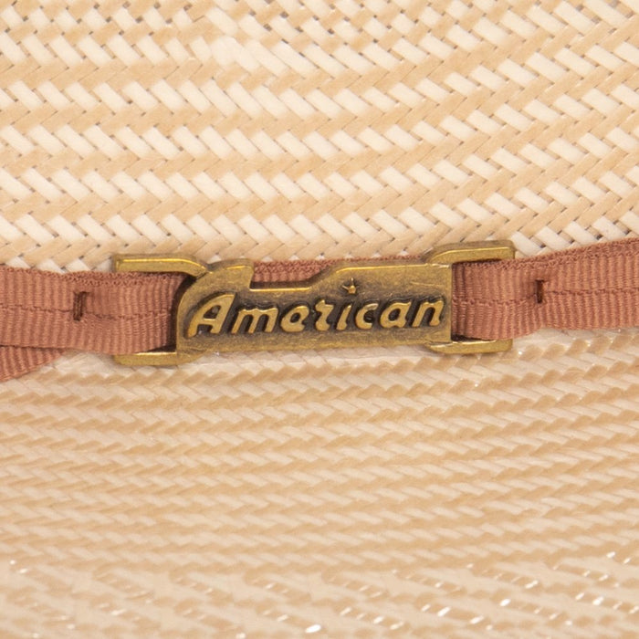 American Hats Co Fancy Vent with Two Tone Ivory and Tan 4 1/4in. Brim Straw Cowboy Hat