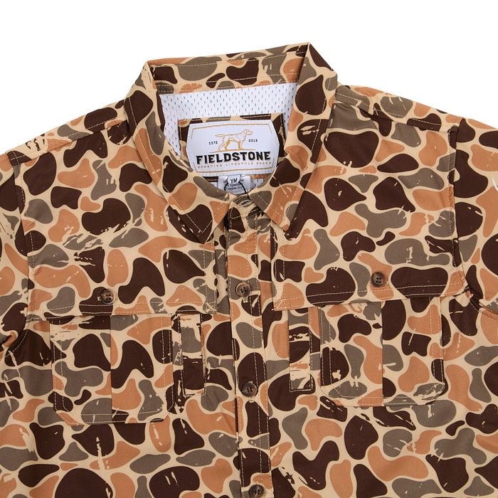 Fieldstone Boy's Woodlands Camo Button Shirt