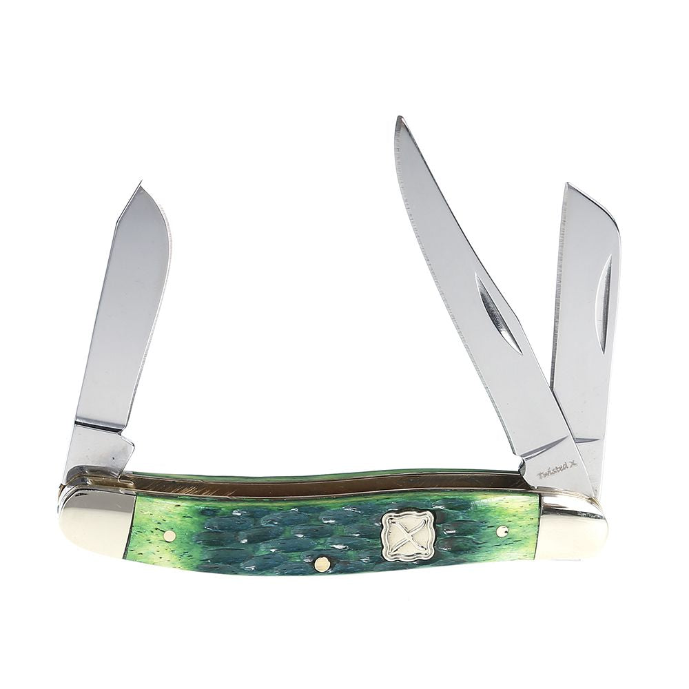 TriaD x Nemoto Knives 2507 Holsterオーシャングリップ OG2507用ホルスター(回転部無し) Western Fashion Twisted X Green Bone Medium Stockman Pocket Knife