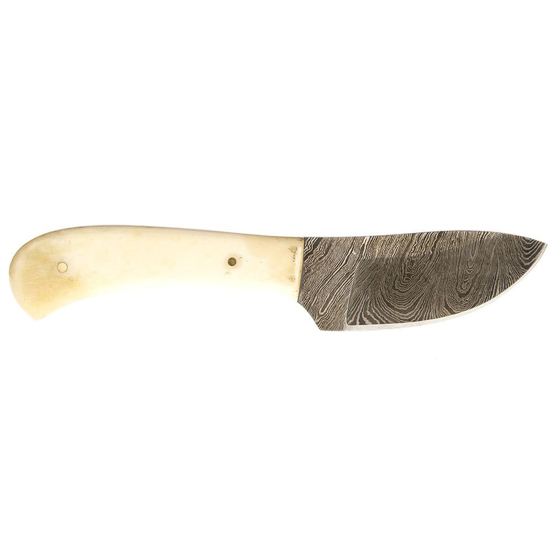 Damascus Bone Handle 6" Skinner w/Sheath
