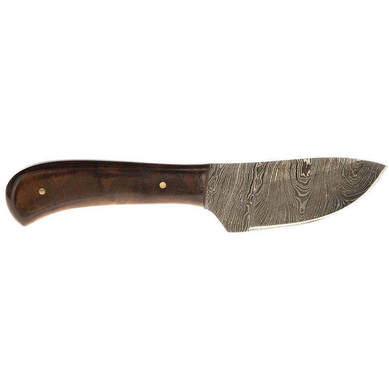 Western Fashion Damascus Walnut Handle Skinner w/Sheath