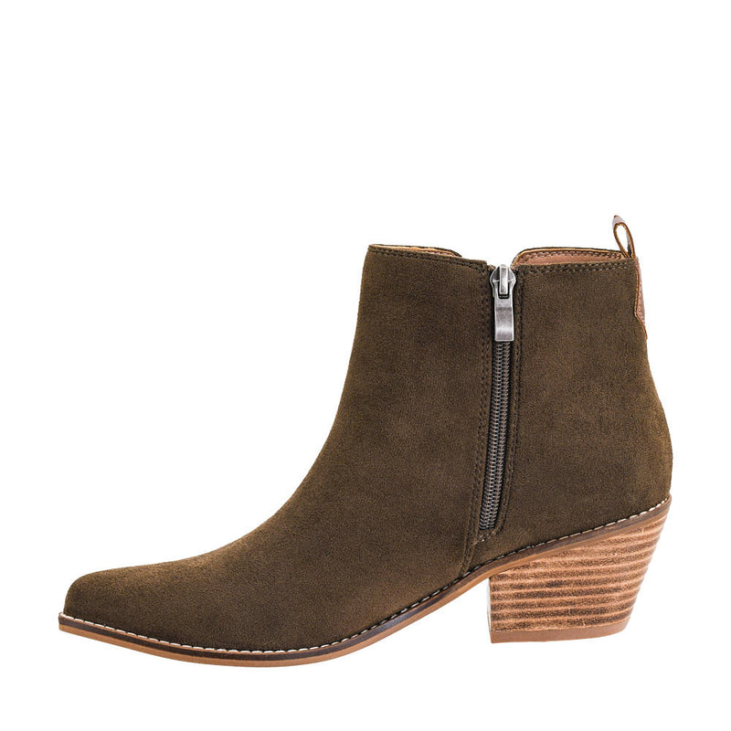 Corkys Footwear Women's On The Lookout Moss Faux Suede Bootie