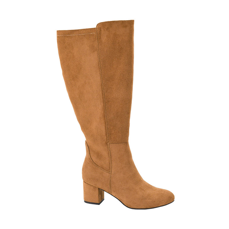 Corkys Footwear Women's Made You Look Camel Faux Suede Tall Boot