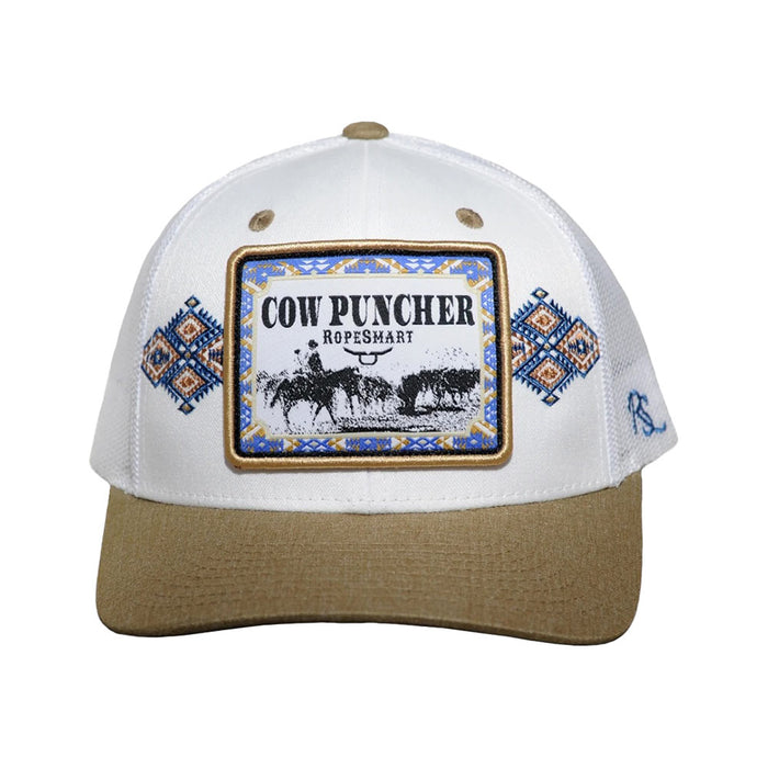 Ropesmart Blue and White Cow Puncher Patch Kahaki Trucker Cap