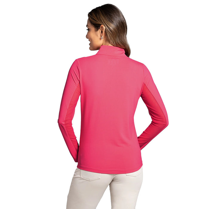 Ibkul Women's Watermelon Essentials Long Sleeve 1/4 Zip Mock Top