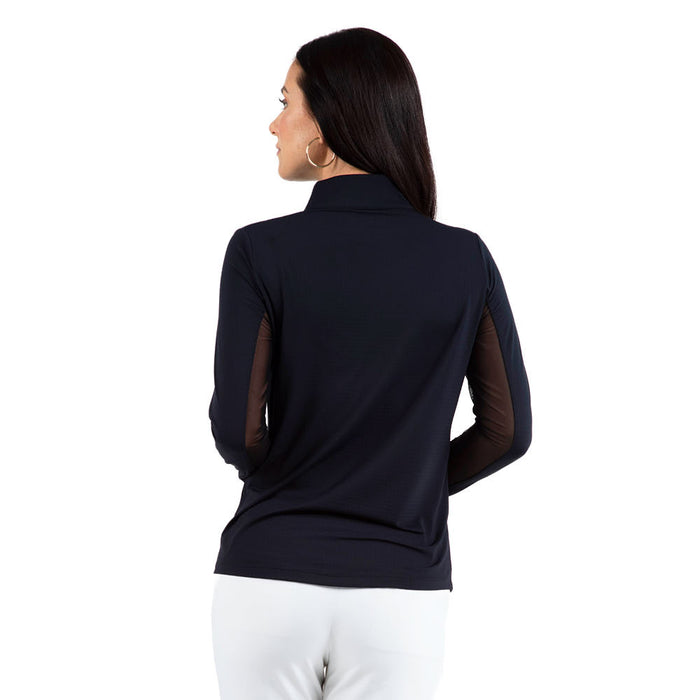 Ubkul Womens Black Essential Long Sleeve Zip Mock Top