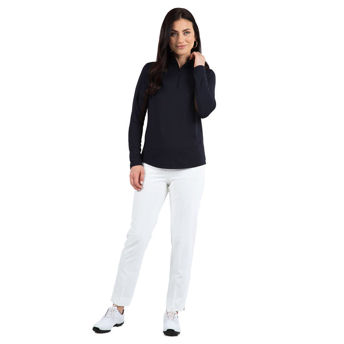Ubkul Womens Black Essential Long Sleeve Zip Mock Top