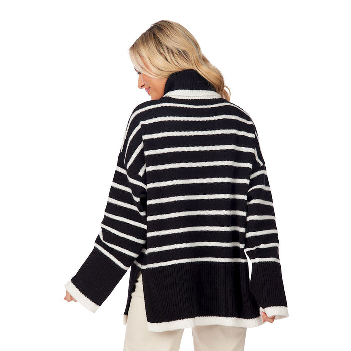 Mud Pie Women's Black Dunn Striped Sweater