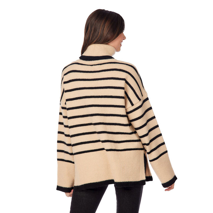 Mud Pie Women's Tan Dunn Striped Sweater