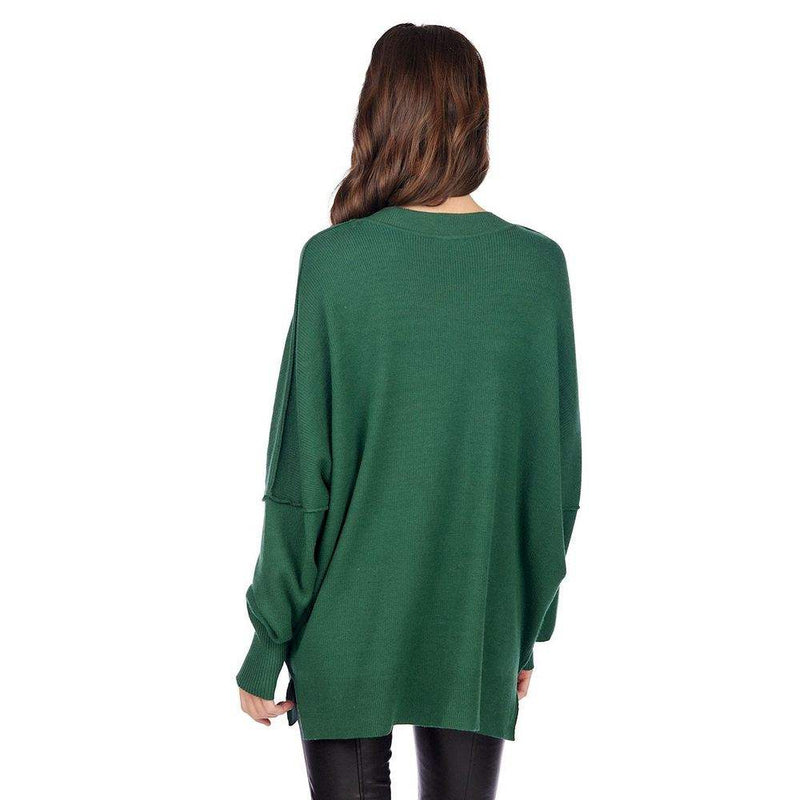 Mud Pie Women's Astrid Green Ribbed Sweater