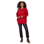 Mud Pie Women's Astrid Red Ribbed Sweater