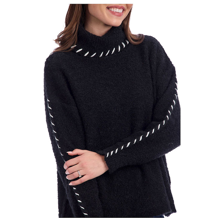 Mud Pie Women's Fallon Black Contrast Sweater