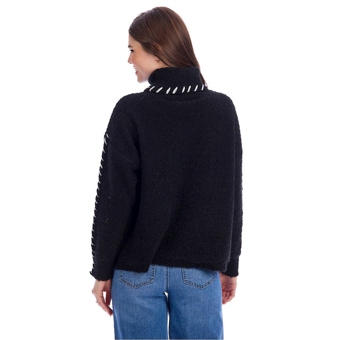 Mud Pie Women's Fallon Black Contrast Sweater