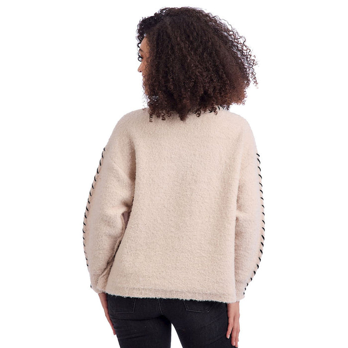 Mud Pie Women's Fallon Cream Contrast Sweater